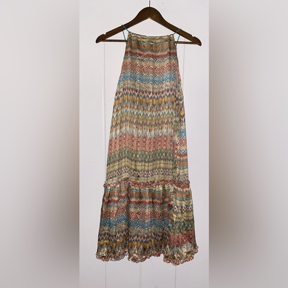 Ces Femme Bari Women Midi Dress Keyhole Front L Boho Hippie Festive Multicolored - Picture 6 of 6